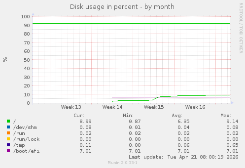 Disk usage in percent